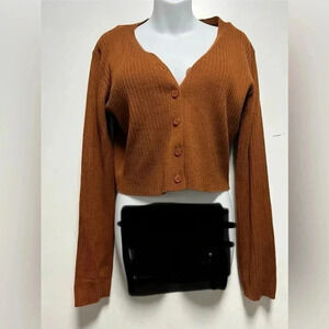 Aster V-neck Button Up Rib Knit Top